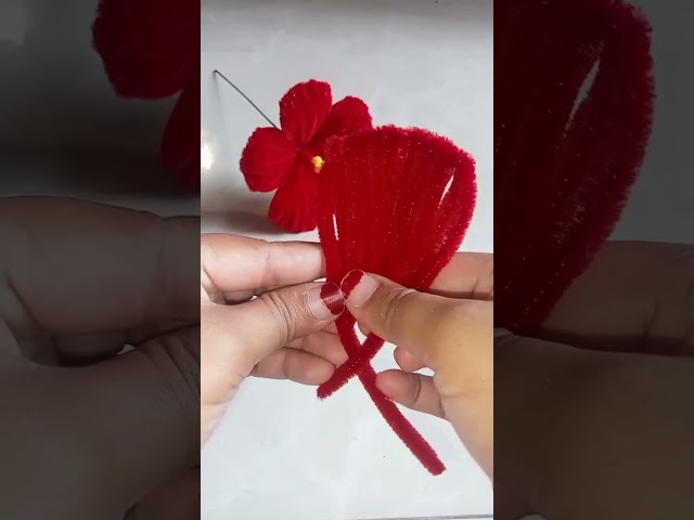 pipe cleaner hibiscus flower #diy #craft #homemade #kawatbulu  #hibiscus #pipecleaner #fuzzywire