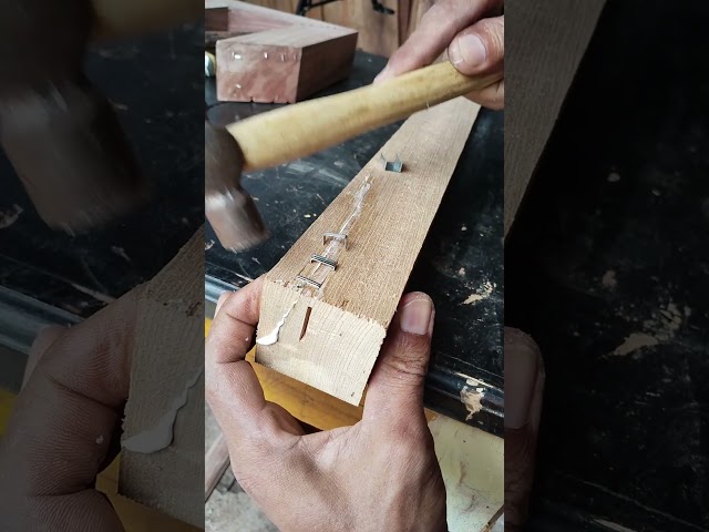 Genius Woodworking Hack: Fix Split Wood Fast with Paper Clips! #WoodworkingHacks #shorts