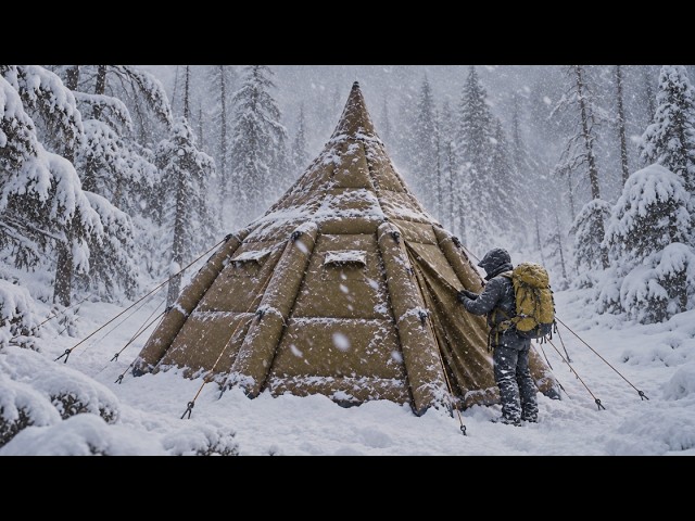 10 Hours Surviving EXTREME Winter in a Snowstorm  - 31°C | Extreme Off Grid Winter Life