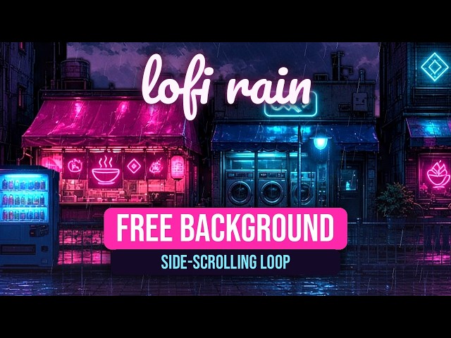 FREE Rainy City Night Background 🌧️ Side-Scrolling Lofi Loop (for videos, Gacha, streams)