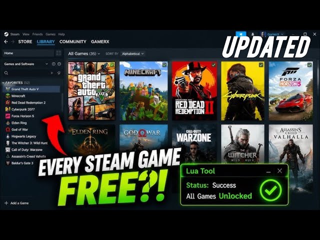 Every Steam Game FREE! with Lua Tool 5 & Minecraft) #gta5 #minecraft