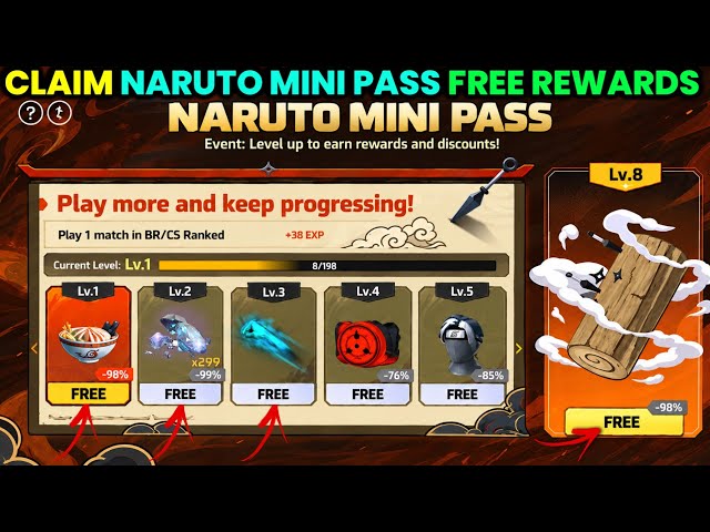 NARUTO MINI PASS EVENT FREE REWARDS 🔥 -para SAMSUNG,A3,A5,A6,A7,J2,J5,J7,S5,S6,S7,S9,A10,A20,A30,A50