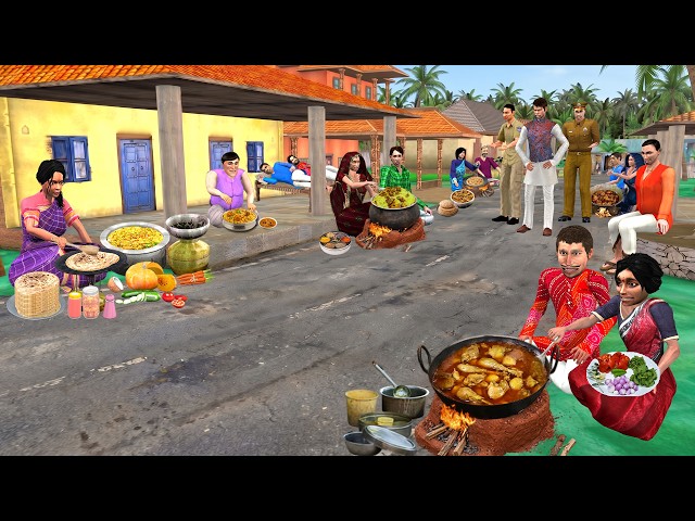 Villagers Cooking On Road Lalchi Sarpanch Power Cut Hindi Kahani Moral Stories Funny Comedy Video