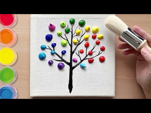 3-Step RAINBOW TREE! Anyone Can Paint This in 5 Minutes