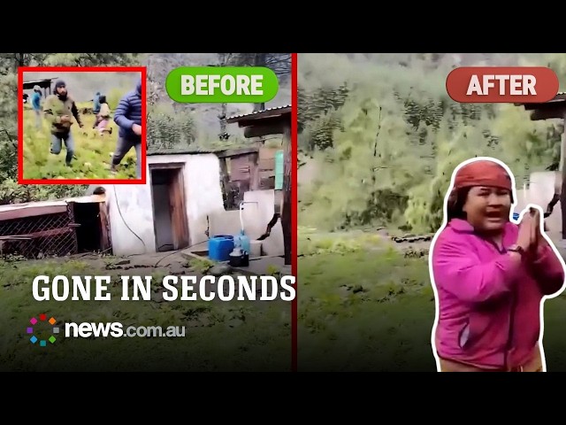 Landslide in Nepal destroys home as family run for their lives