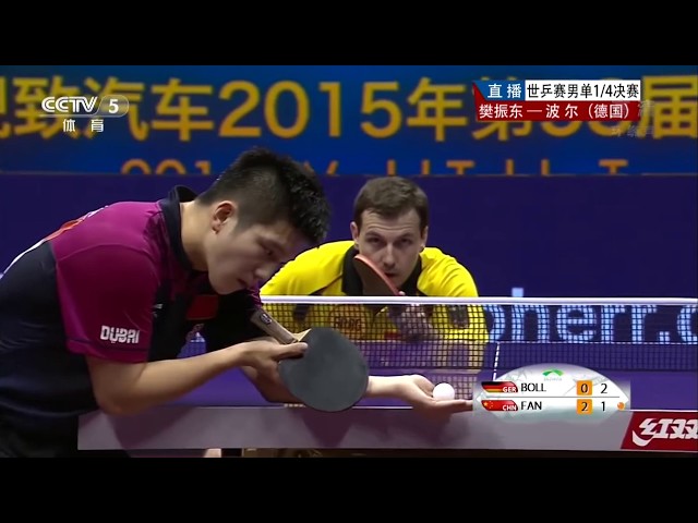 Fan Zhendong serves slow motion