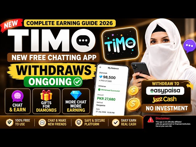 TiMO App Earning 2026 | New Free Chatting App | Withdraw to Easypaisa & JazzCash | Live withdraw 
