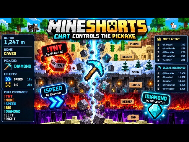 🔴 LIVE Minecraft Mining — CHAT CONTROLS THE PICKAXE! ⛏️💥