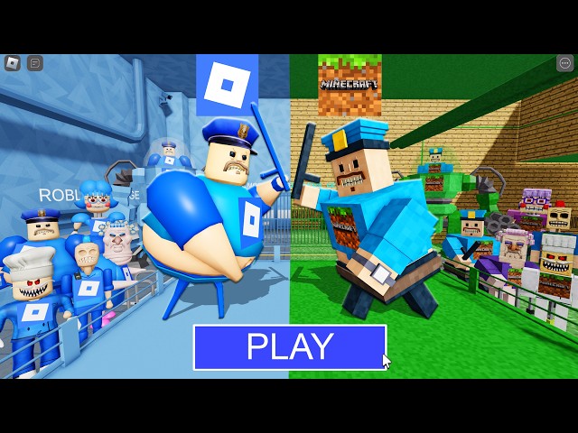 ROBLOX Team Vs MINECRAFT Team in BARRY'S PRISON RUN! New Scary Obby (#Roblox)