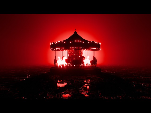 1 Hour Eerie Red Carousel Loop 4K No Audio | Dark Ambient VJ Visual Background