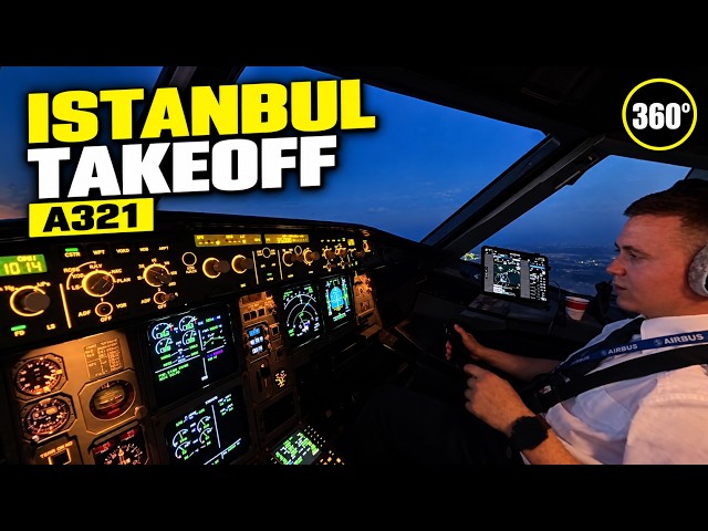 A321 Takeoff from Istanbul | 360° Cockpit View