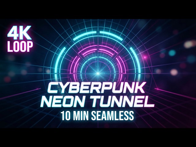 Cyberpunk Neon Tunnel - Seamless Loop (10 Minutes)
