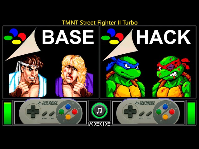 [NEW Hack] TMNT Street Fighter II Turbo (SNES vs SNES) Real Hardware Comparison