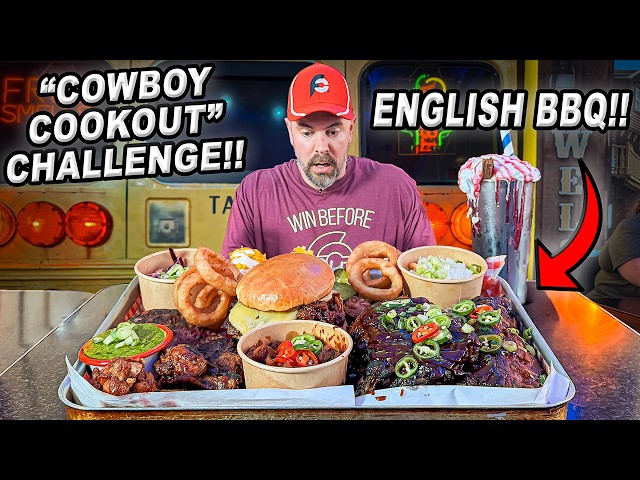 Attempting England’s “Cowboy Cookout” BBQ Ribs Platter Challenge!!