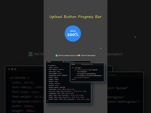 Upload Button with Progress Bar Animation | HTML CSS & JavaScript #shorts