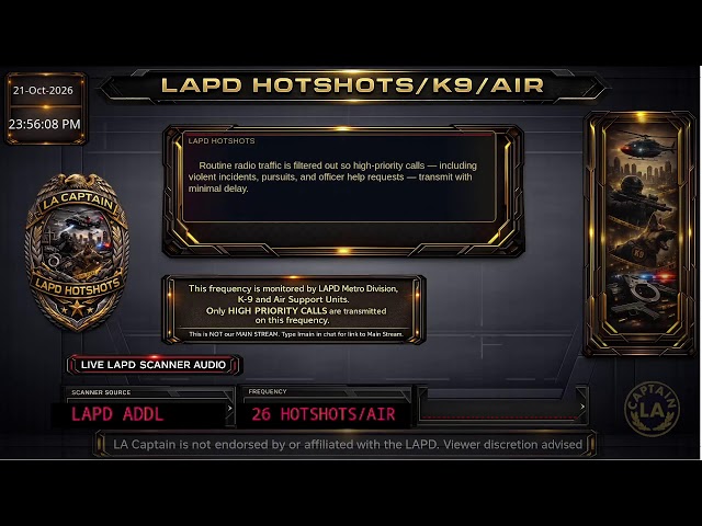LAPD HOTSHOTS - LA Police Scanner High Priority Calls - LA Captain ARCHIVE - 21-Oct-2026