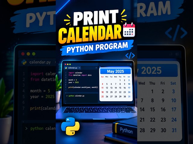 Print Calendar Using Python | Python Program for Beginners #shorts