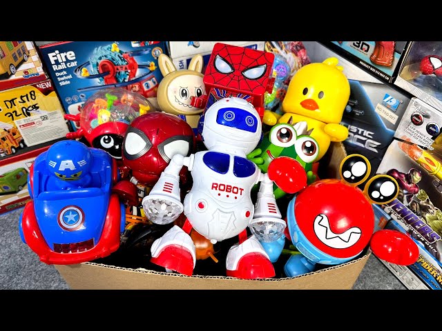 A City Full of Superman Robot, Crab Robot, Spiderman Robot, Labubu, Hulk Robot, Duck