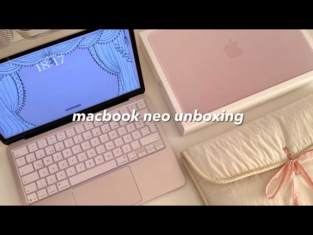 📦 macbook neo (blush) unboxing | pink & aesthetic set up 🫖