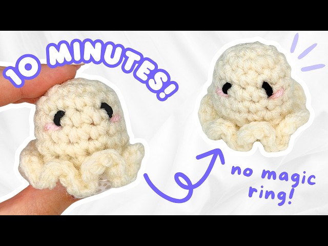 EASY crochet ghost tutorial for BEGINNERS (no-sew!) | how to crochet Halloween amigurumi keychain 👻