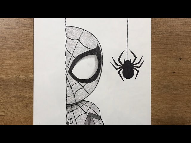How to Draw Spider-Man Half Face with Spider | Easy Drawing Tutorial