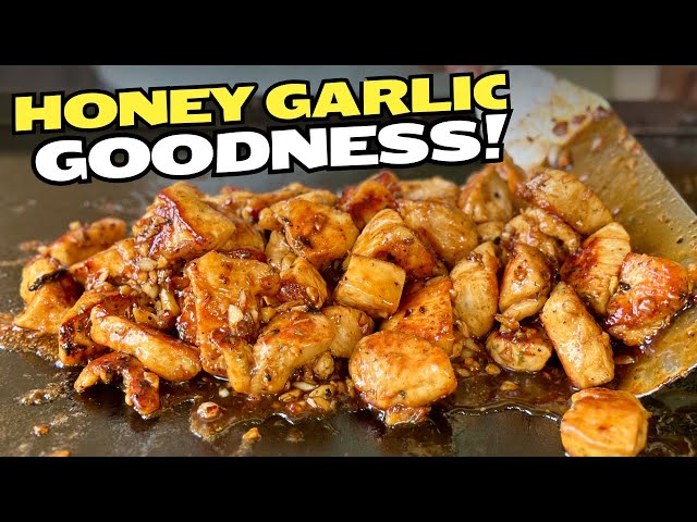 NEW Chicken Recipe on the Blackstone - Honey Garlic Chicken Bites - FEW Ingredients!