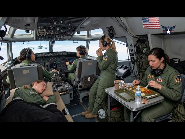 How US Female C-17 Pilot SLEEP & EAT Sets Record a 40-Plus-Hour Nonstop Mission!