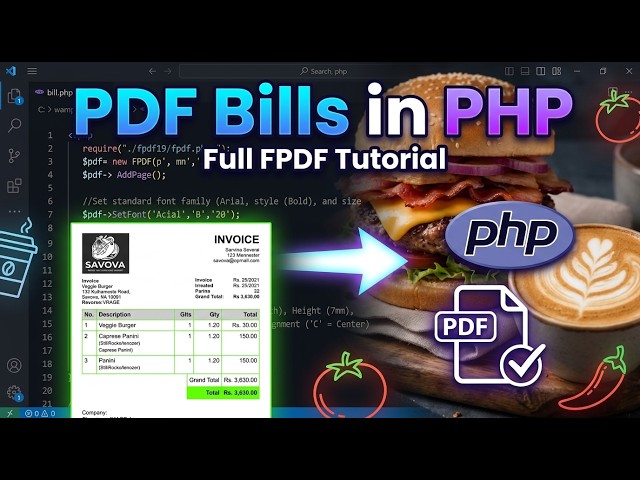 How to Generate PDF Bills,invoice in PHP (FPDF Tutorial)