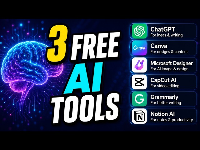 3 Free AI Tools #AITools, #ProductivityHacks, #FreeAI,