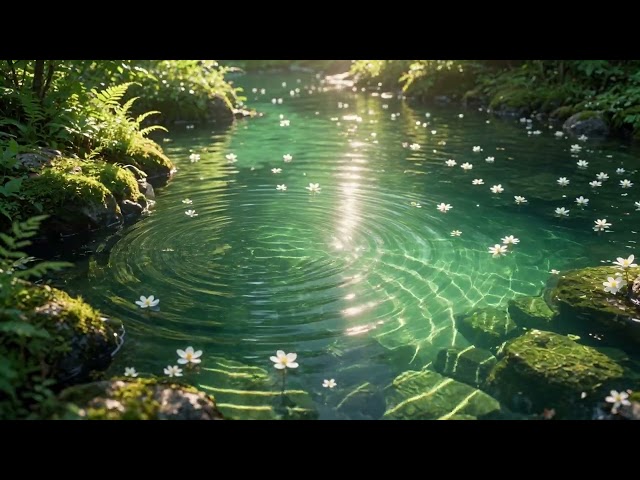 Forest Stream White Flowers Ripples Seamless Loop 4K No Copyright