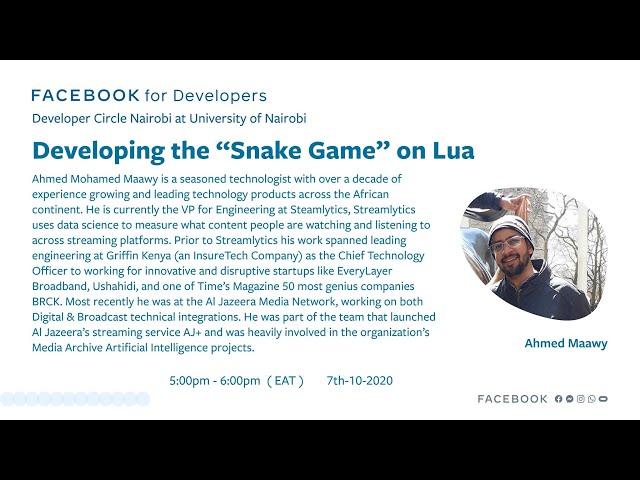 Developing the Snake Game on Lua - with Ahmed Maawy