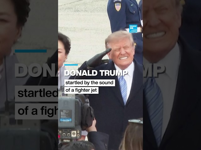 Donald Trump startled by the sound of a fighter jet • FRANCE 24 English
