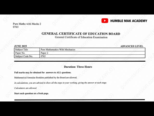 Correction Of A/L Mathematics 2025 ||Cameroon GCE