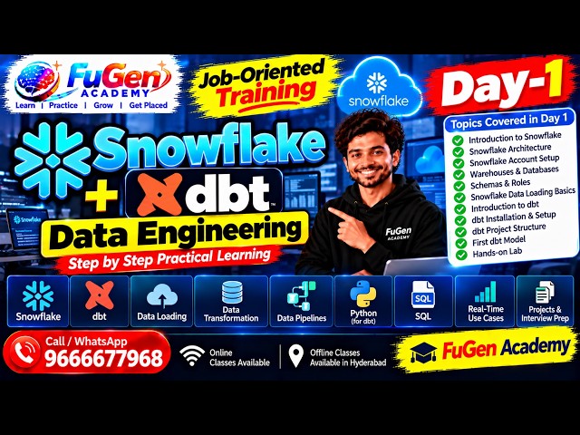 Snowflake + dbt Day 1 | Snowflake dbt Training in Hyderabad | Data Engineering Course
