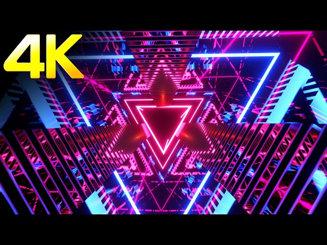 4K Screensaver – Neon Triangle Prism Axis – Futuristic Sci- Fi VJ Animation Visual Loop (No Sound)
