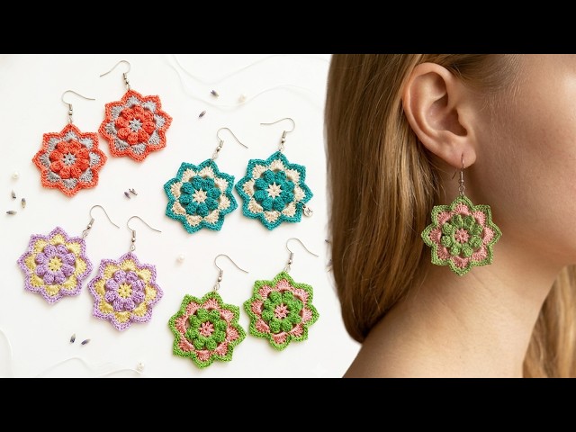 DIY "Crochet FLOWER Earrings" For Absolute Beginners | Step by Step Tutorial