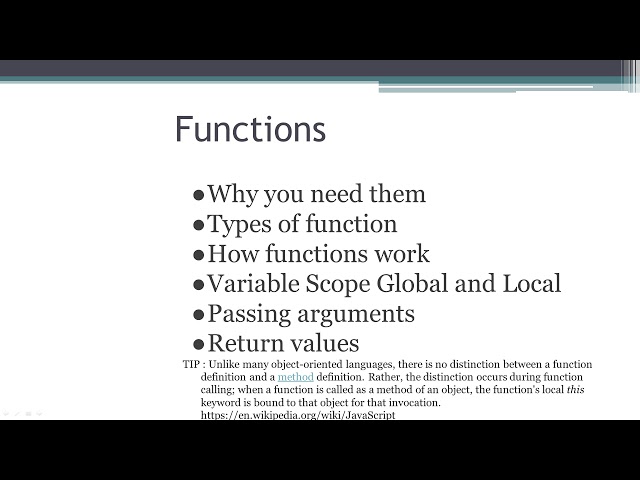 18  JavaScript Introduction to Functions
