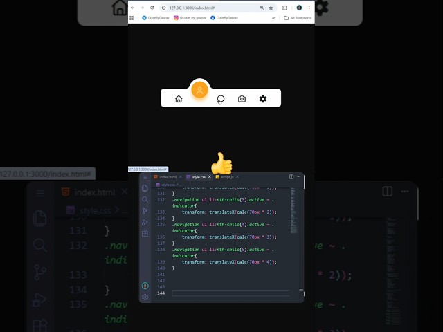 Glowing Navigation Menu using HTML & CSS | Modern Navbar #shorts