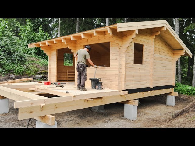 Man Builds Incredible DIY Wood Cabin in the Woods Start to Finish