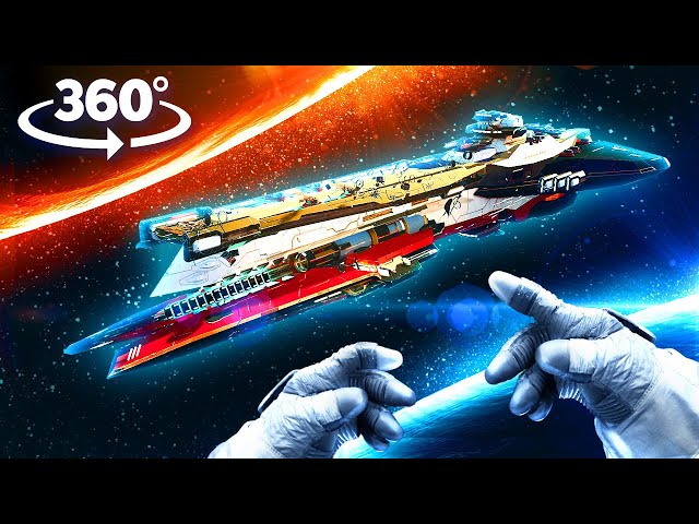 VR 360 Space and Flight Experience  - Escape from a HUGE SPACESHIP