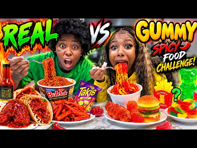 GUMMY VS REAL SPICY FOOD CHALLENGE 🤯!!! 