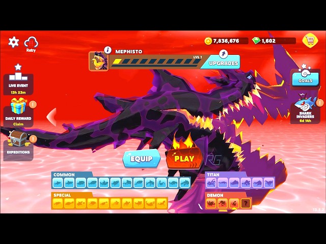 NEW MEPHISTO SHARK UNLOCKED and MEPHISTO GAMEPLAY | Hungry Shark Evolution