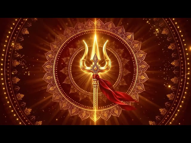 Golden Trishul VJ Loop | Shiva Mandala & Divine Indian Visual