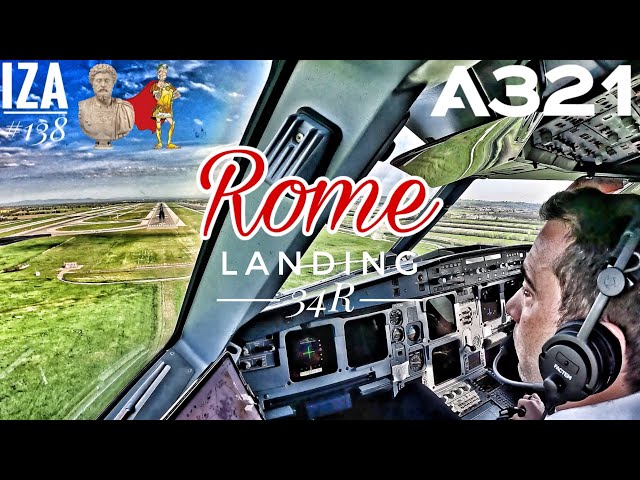 A321 FCO 🇮🇹 Rome | LANDING 34R | 3D Visual | Cockpit View 4K | ATC & Crew Comm 