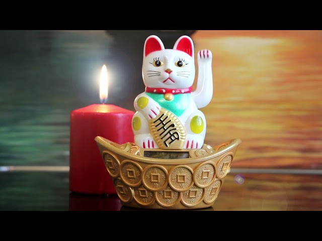 1hr Loop |🐱 Maneki Neko Waving Cat 🐾 | Lucky Cat Animation