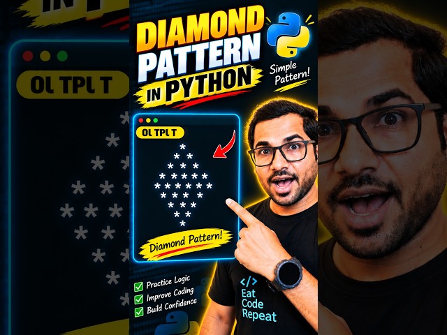 Diamond Pattern in Python 💎🐍 | Can You Print This? #shorts #python #pattern