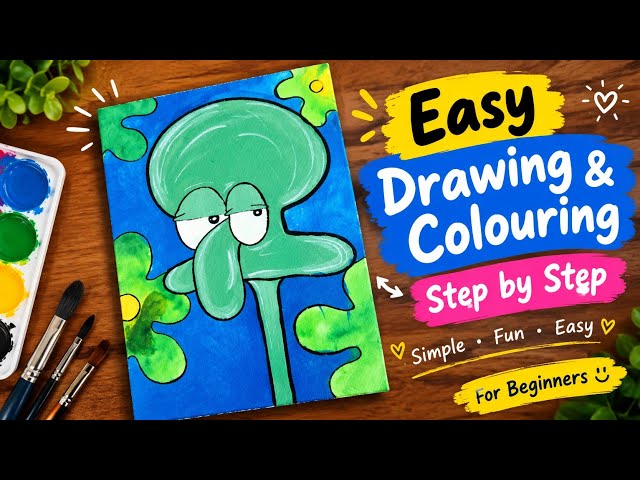 Easy Cartoon 🤩Drawing & Colouring🎨🎨 #DrawingTutorial#EasyDrawing #PaintingTutorial#ArtForBeginners