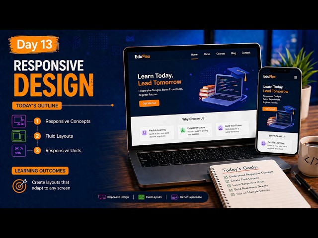 Day 13 | Responsive Design in CSS | Fluid Layouts & Responsive Units | CSS Mastery Course 2026