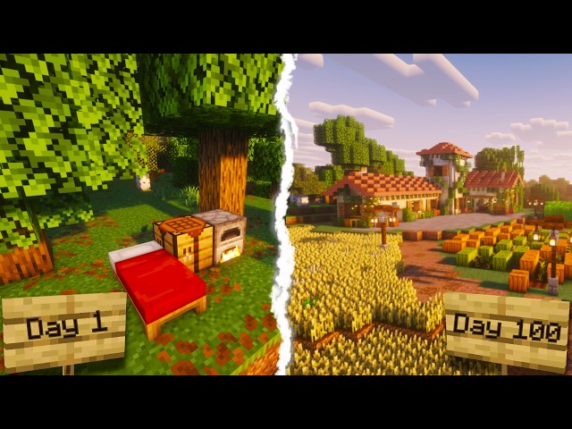 I played Minecraft for 100 Days WITHOUT RUSHING