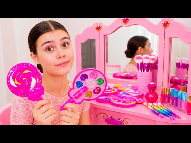 Nastya playing with make up toys and dress up
